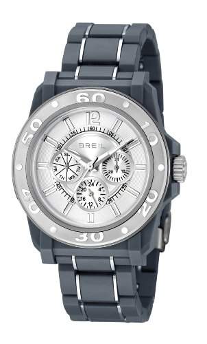 Breil Herren Armbanduhr mit grauem Zifferblatt Analog-Anzeige und schwarz PU Armband TW0992
