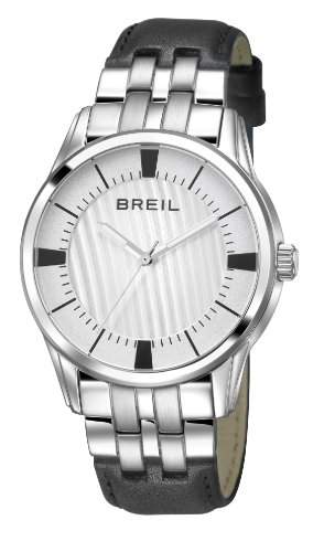 Breil Herren Armbanduhr mit weissem Zifferblatt Analog-Anzeige und schwarz Lederband TW1060