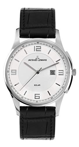 Jacques Lemans Classic Herren-Armbanduhr XL London Solar Analog Leder 1-1624A
