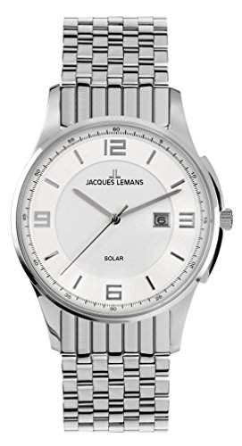 Jacques Lemans Classic Herren-Armbanduhr XL London Solar Analog Edelstahl 1-1624C
