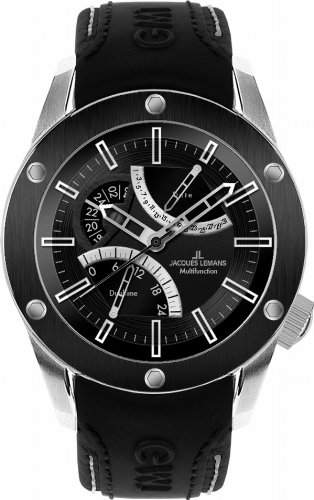 Jacques Lemans Sports Herren-Armbanduhr XL Liverpool GMT Analog Leder 1-1634A