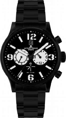 Jacques Lemans Sports Herren-Armbanduhr XL Porto Chronograph Edelstahl beschichtet 1-1659I