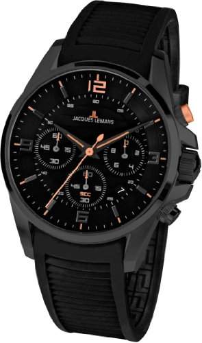 Jacques Lemans Herren-Armbanduhr XL Sport Chronograph Quarz Silikon 1-1672E