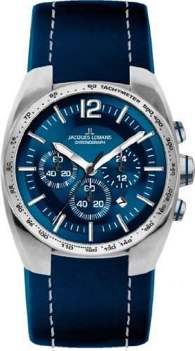 Jacques Lemans Herren-Armbanduhr XL Sport Chronograph Quarz Leder 1-1688C