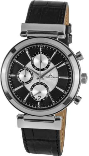 Jacques Lemans Classic Herren-Armbanduhr XL Verona Chronograph Leder 1-1699A