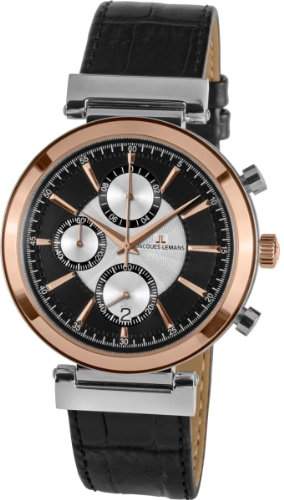 Jacques Lemans Classic Herren-Armbanduhr XL Verona Chronograph Leder 1-1699B