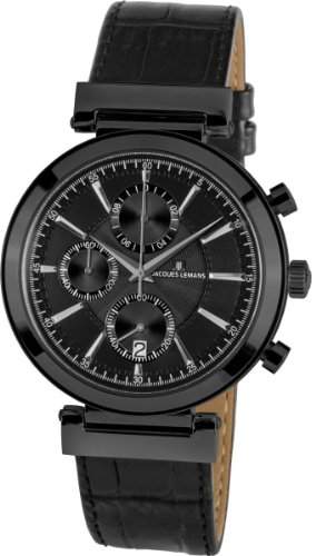 Jacques Lemans Classic Herren-Armbanduhr XL Verona Chronograph Leder 1-1699C