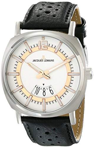 Jacques Lemans Herren-Armbanduhr XL Sport Analog Quarz Leder 1-1740D
