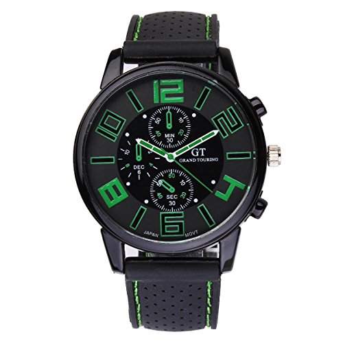 UniqueBella Uhr Armbanduhr Silikon Uhren Herrenuhr Wristwatch Geschenk Gruen