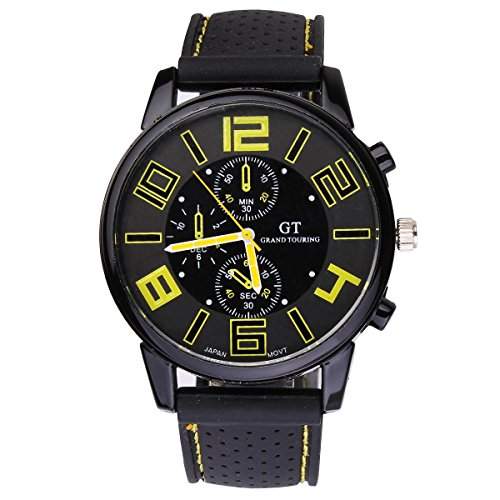 UniqueBella Uhr Armbanduhr Silikon Uhren Herrenuhr Wristwatch Geschenk Gelb