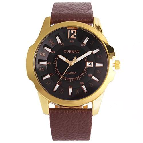 UniqueBella Luxus Edelstahl Punk Uhr Herren Armbanduhr Quarz Analog Datumanzeige Watch Schwarz