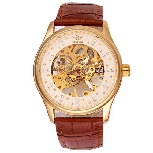Uniquebella Luxus Herrenuhr Uhr Leder Automatik Mechanische Kalender Armbanduhr Herrenuhren Geschenk Golden