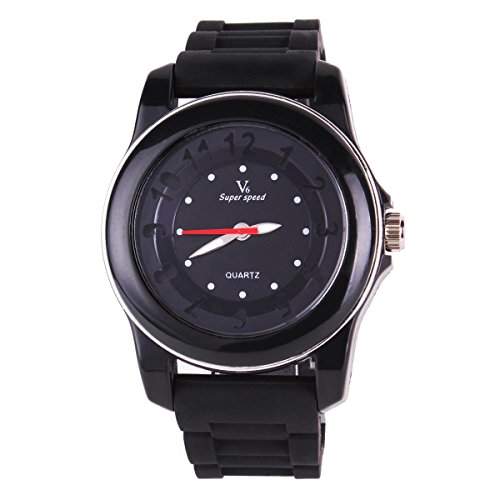UniqueBella Silikon Uhr Wristwatch Armbanduhren Unisex Analog Quarz Geschenk Schwarz