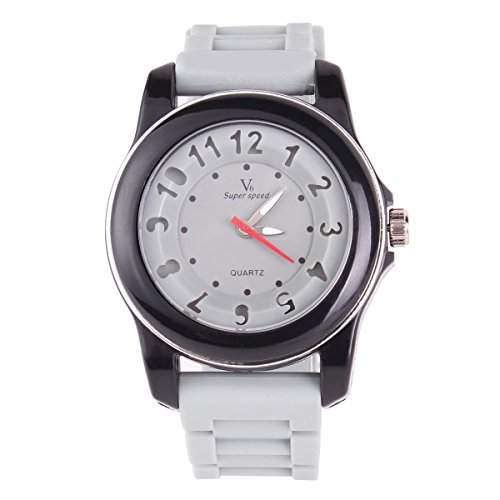 UniqueBella Silikon Uhr Wristwatch Armbanduhren Unisex Analog Quarz Geschenk Grau