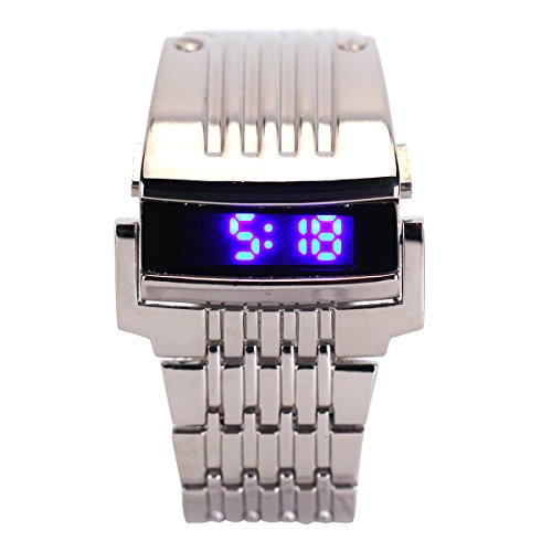 UNIQUEBELLA Schwarz LED Armbanduhr Digital Analog Edelstahl Uhr Geschenk Watch Gift 1