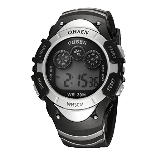 UNIQUEBELLA Armbanduhr OHSEN 0815 Multifunktional LED Digitaluhr Klassisch Sportuhr Gummi Wasserdicht Weiss