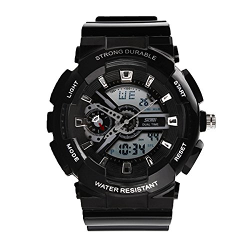 UNIQUEBELLA Mode Armbanduhr Multifunktional LED Digitaluhr Bunt Sportuhr Kinder Herren Damen Jungen Silikon Wasserdicht Schwarz