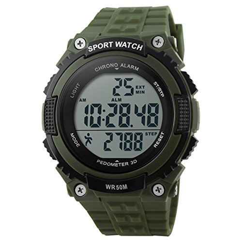 UNIQUEBELLA Armbanduhr 1112 Multifunktional LED Digitaluhr Sportuhr Pedometer Gesundheit Silikon Wasserdicht Gruen