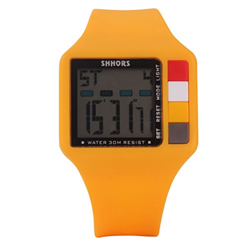 UNIQUEBELLA Armbanduhr SH 601 Multifunktional LED Digitaluhr Klassisch Sportuhr Dual Zeitanzeige Silikon Wasserdicht Gelb