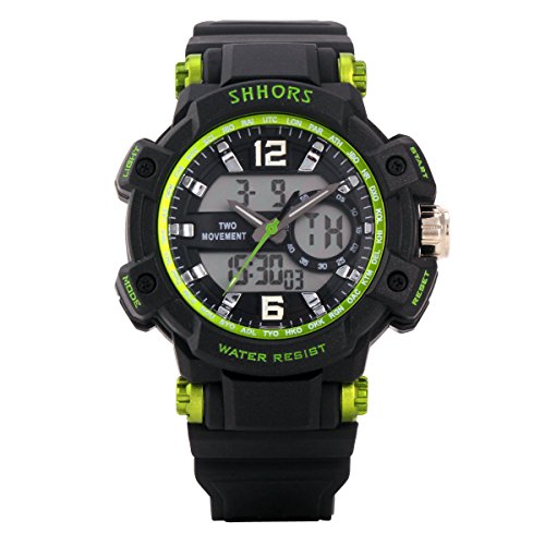 UNIQUEBELLA Armbanduhr SH 852 Multifunktional LED Digitaluhr Klassisch Sportuhr Dual Zeitanzeige Silikon Wasserdicht Gruen