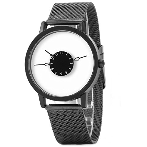 UNIQUEBELLA Herren Damen Frauen Quarz Edelstahl analoge Mesh Band Armbanduhr Armband Uhr Geschenk Watch Gift 5