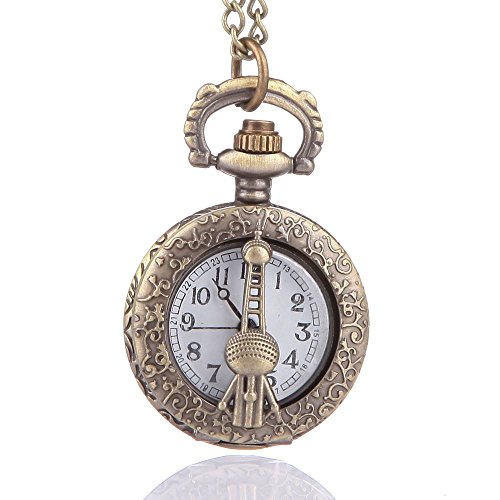 UniqueBella Bronze Ketteuhr Quarz Taschen Uhr Halskette kette Chain Watch Geschenk Turm