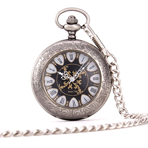 UNIQUEBELLA Herren Damen Taschenuhr Handaufzug mechanische Taschenuhr Skelett Uhr Silber Bronze F195