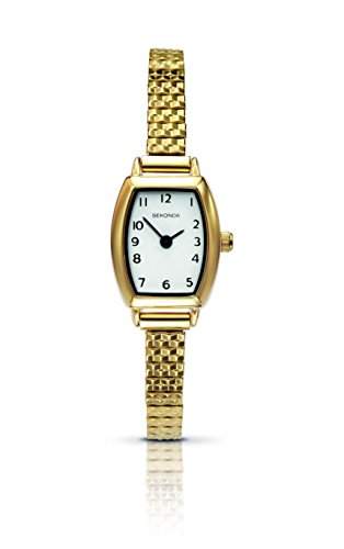 Sekoda Damen-Quarzarmbanduhr mit wei&szlig;em Ziffernblatt, analoger Anzeige und einem Armband aus Gold und Edelstahl 447627