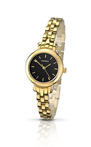 Sekonda Damen 2265 schwarz Zifferblatt gold Armband Armbanduhr
