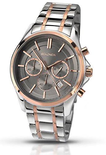Sekonda Gent s Chronograph Grau Zifferblatt Edelstahl Armband Uhr 1181