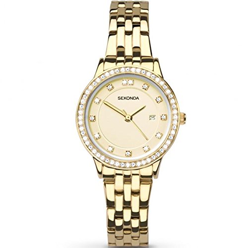 Sekonda Harmony Damen weiss Zifferblatt Uhr mit Gold Farbigen Edelstahl Armband 2390