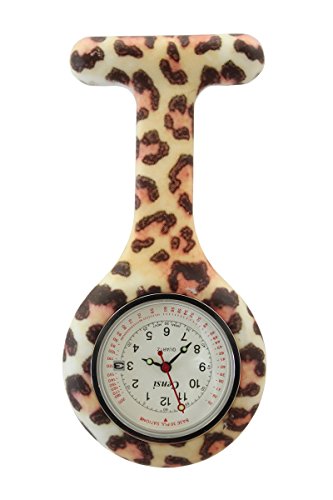 Censi Gelber Leopard weisses Zifferblatt mit Datum Silikon Krankenschwester AErzte Tunika Brosche FOB Uhr Quarz mit extra Batterie