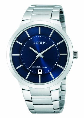 Lorus Watches Gents Stainless Steel Dress Watch With Date Display And Blue Dial