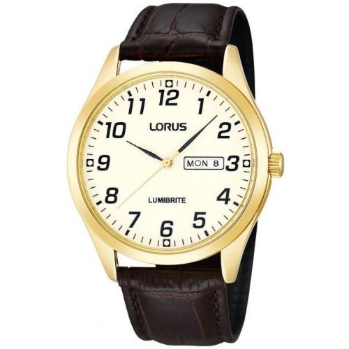 Lorus Watches Mens Gold Date Dress Watch