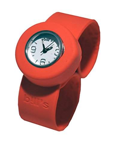 Bills Mini Watch Silikonuhr SlapBand Unisex Analog, koralle Band, weisser Uhreneinsatz