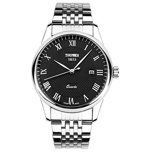 LI&HI wasserdicht Unternehmen Herren Quarz Streifen Uhr Uhr mit Uhr digital Armbanduhr fuer Liebhaber Watch Ihn Design Highlight -L-schwarz