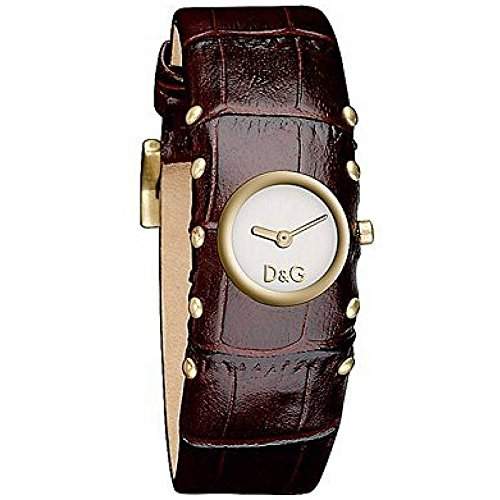 D&G Dolce&Gabbana Damen-Armbanduhr COTTAGE IPG SLV DIAL BROWN STRAP DW0352