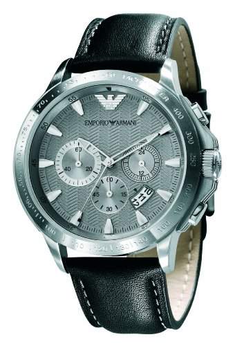 Emporio Armani Herren-Armbanduhr XL Analog Quarz Leder AR0635
