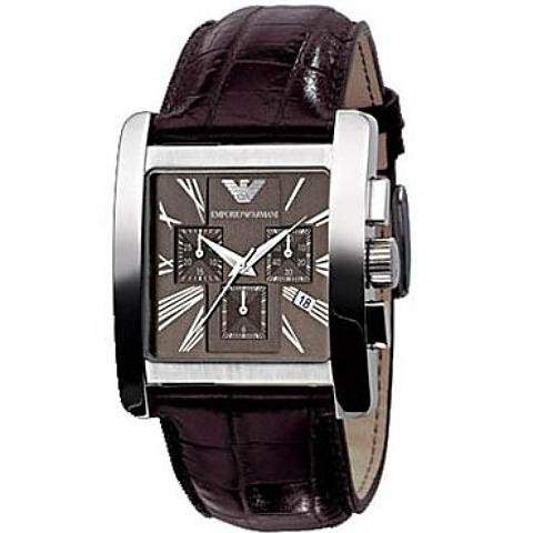 Emporio Armani Herren-Armbanduhr Classic Chronograph Leder AR0185