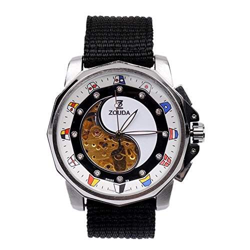 GSPStyle Herren Automatikuhr Automatik Armbanduhr Mechanische Uhr Nylonarmband Farbe Golden