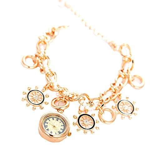 GSPStyle Damen Uhr Damenuhr Armbanduhr Quarzuhr Kuenstliche Perlen Anhaenger Uhren Bracelets 4948