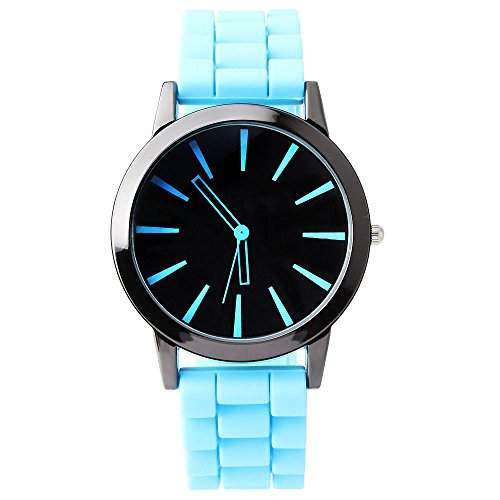 GSPStyle Unisex Silikone Armbanduhr Quarzuhr Jugend Damenuhren Herrenuhren Farbe Hellblau