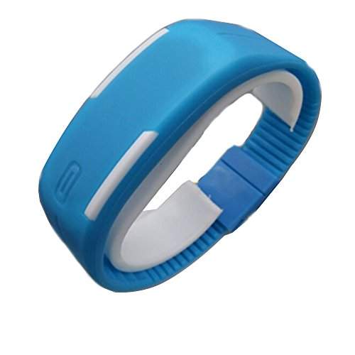 GSPStyle Unisex Silikone Damen Herren Armbanduhr Quarzuhr Sportuhr LED Uhren Jugenduhren Farbe Hellblau