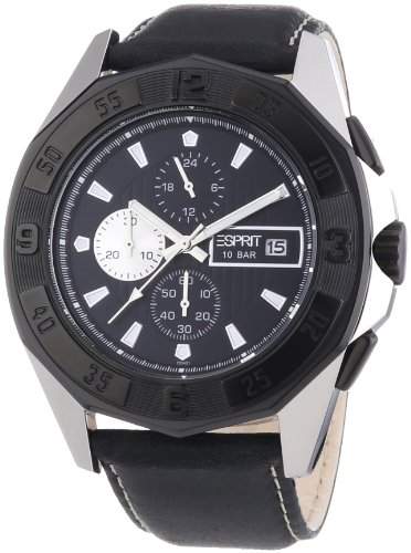 Esprit Herren-Armbanduhr XL Black Legacy Chronograph Quarz Leder ES102841001