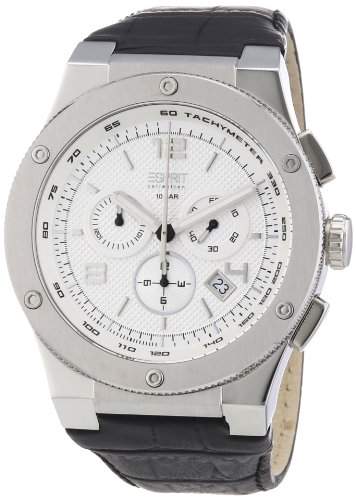 Esprit Herren-Armbanduhr XL Phorcys silver Chronograph Quarz Leder EL101811F01