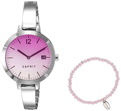 Esprit Damen-Armbanduhr Analog Quarz One Size, weisssilber, silber