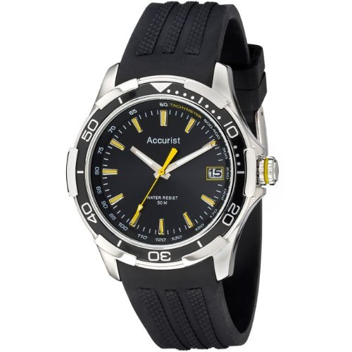 Accurist Mens Acctiv Yellow And Black Silicone Strap Watch MS860BB