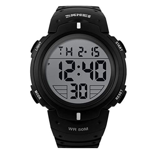 SKMEI Herren Einfache Design Digital-LCD-Bildschirm-Sport-Armbanduhr - Schwarz