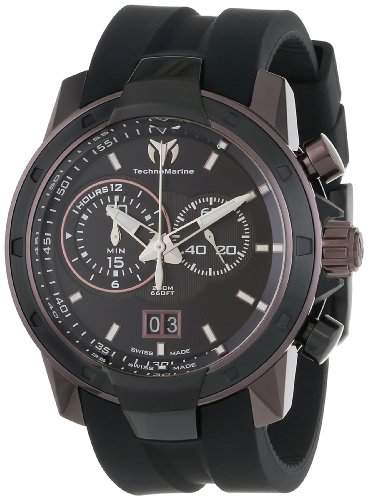 Technomarine UF6 Grande Date Chronograph Black & Blue PVD Steel Mens Strap Watch 612001