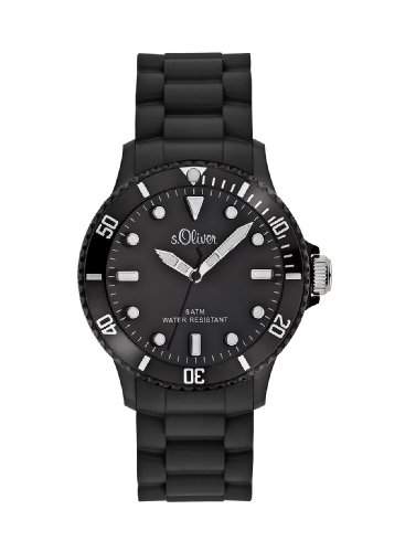 sOliver Unisex-Armbanduhr Medium Size Silikon schwarz SO-2290-PQ